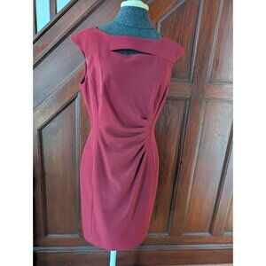 Tahari Arthur S. Levine Womens Draped Sheath Dress Size 8 Burgundy Red